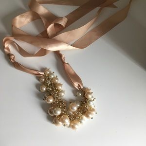 Faux pearls (large) with ribbon tie back